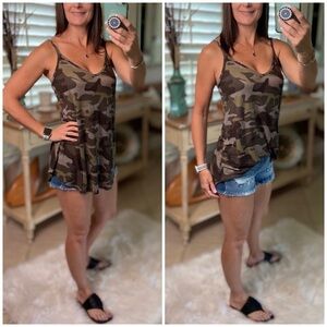 Reversible Camouflage Scoop V-Neck Tank Green 2321